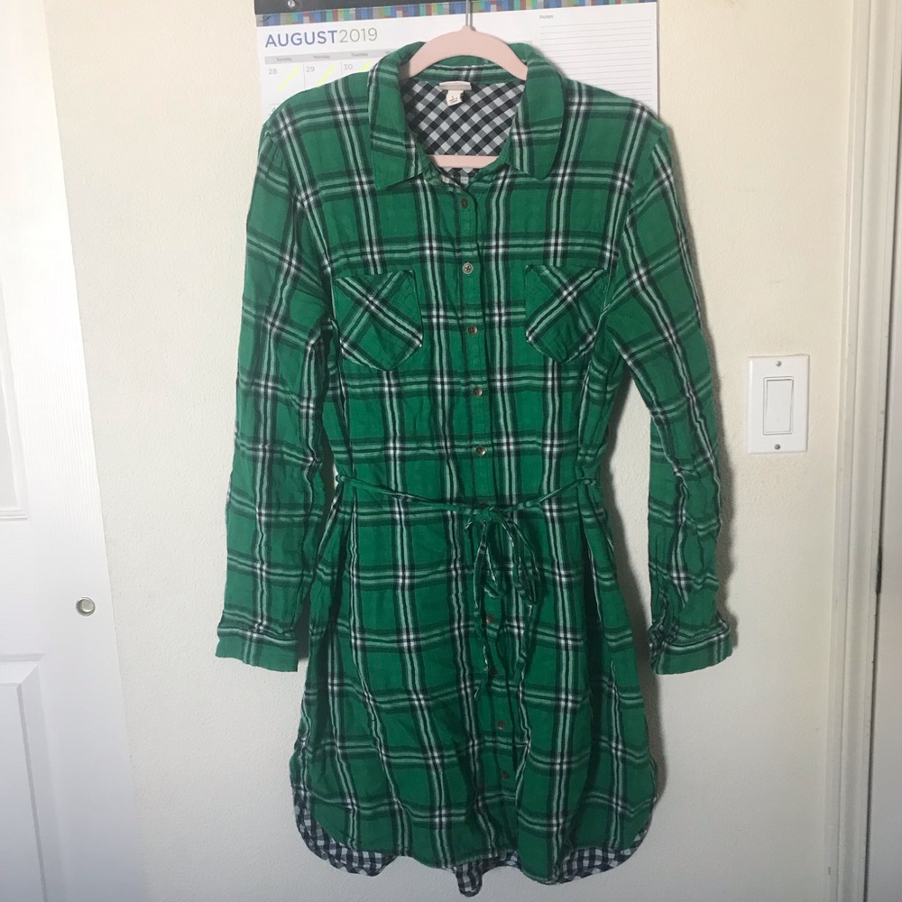 Green fall plaid dress